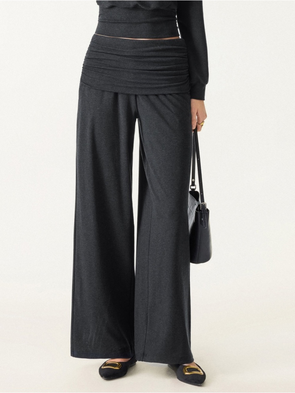 OGL Stretch Wool Non-Itchy Wool Blend Drapey Wide Leg Pull-on Pants with Pockets